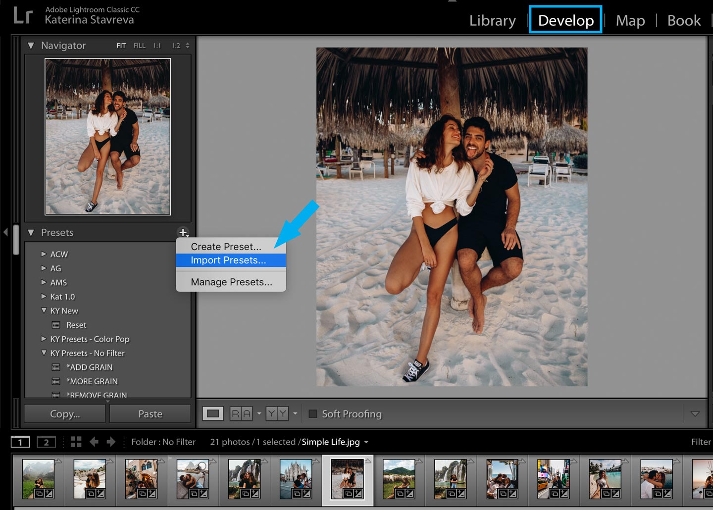 how to transfer presets on lightroom